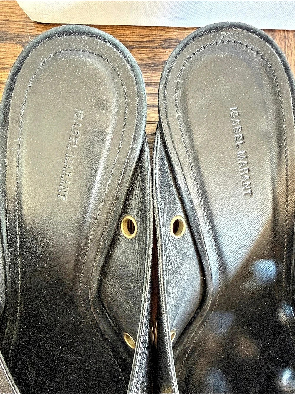Isabel Marant gold Eyelet block heel black mule 38 - Picture 3 of 4